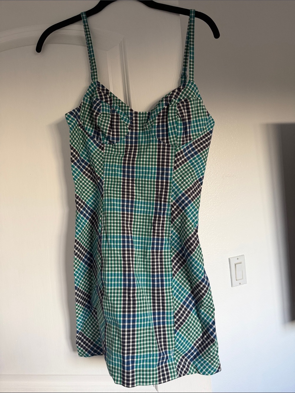 Urban Outfitters Green and Blue Plaid Mini Dress